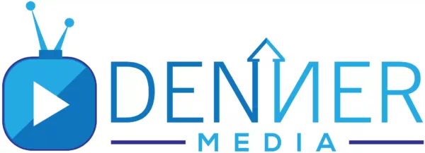 DENNER Media logo featuring a stylized TV icon with antennae and play button, alongside the company name in blue text